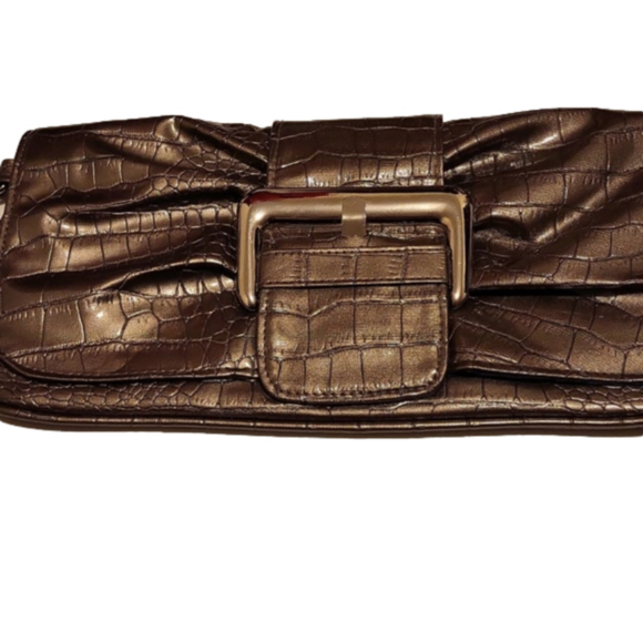 Charming Charlie, Clutch with wristlet, Pewter/Silver, Zipper inside pocket - Picture 3 of 10